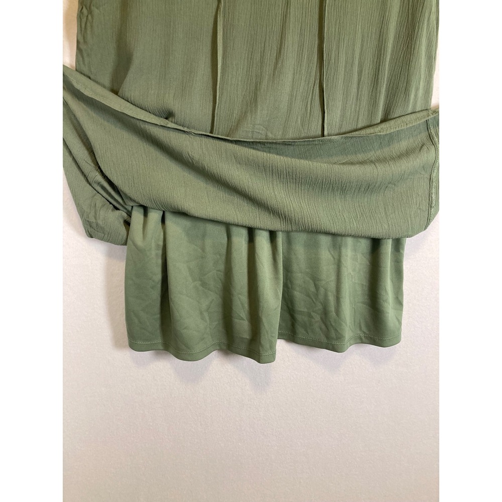 Boho Mi Ami Women Medium Olive Green Embroidered Floral V-Neck Tunic Dress‎ - Picture 5 of 12